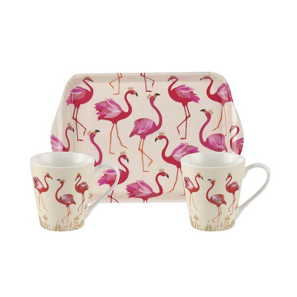 Sara Miller Flamingo Mug & Tray Set