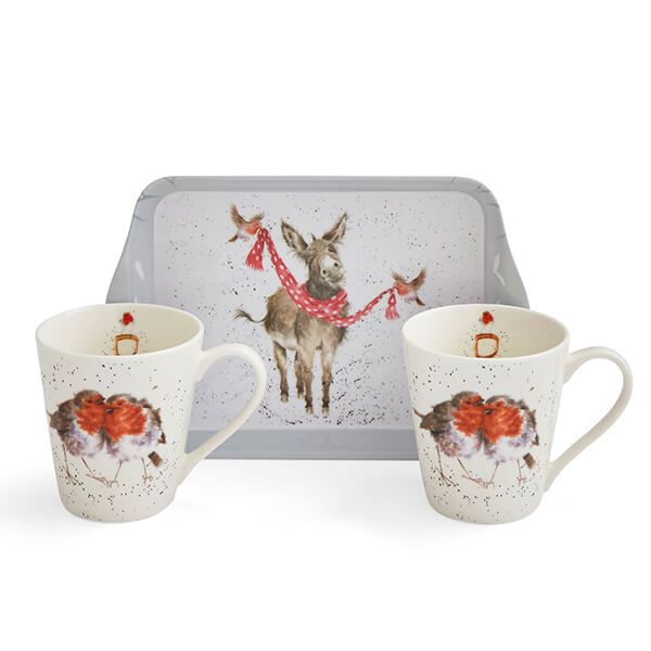 Wrendale Designs Mug and Tray Set Winter Friends Donkey & Robins