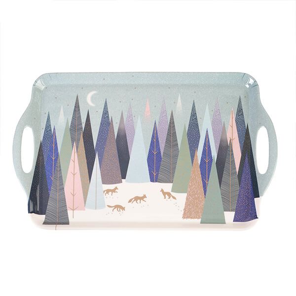 Sara Miller Frosted Pines Collection Large Handled Tray