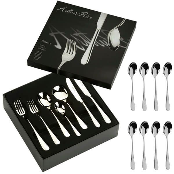 Arthur Price Signature Camelot 56 Piece Cutlery Box Set plus FREE Set of 8 Tea Spoons