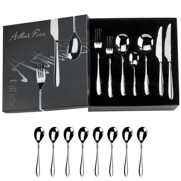 Arthur Price Signature Henley 56 Piece Cutlery Box Set plus FREE Set of 8 Tea Spoons