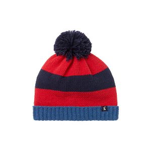 Joules Navy Stripe Bobble Stripe Knit Bobble Hat