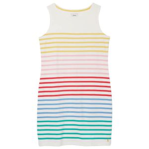 Joules Cream Multi Stripe Riva Sleeveless Jersey Dress