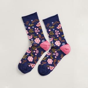 Seasalt Women's Bamboo Arty Socks Woodblock Floral Magpie