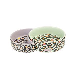 Eleanor Bowmer Half Moon Pet Bowl Set Of 2 Leopard
