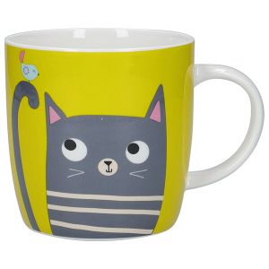 KitchenCraft China 425ml Barrel Shaped Mug, Cat