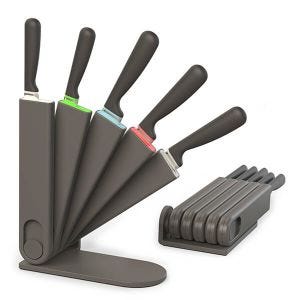 Venn 5 Piece Multi Use Knife Block Set, Free Standing, Wall Mounted or Drawer Store