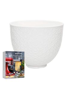 KitchenAid Ceramic Mermaid Lace 4.8L Mixer Bowl White With FREE Gift