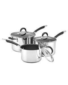 Circulon Momentum Stainless Steel 3 Piece Saucepan Set