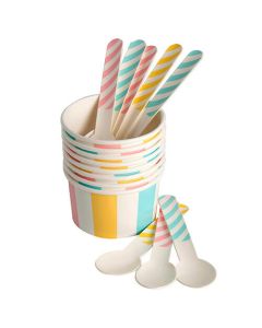 Eddingtons Paper Ice Cream Cups & Spoons Set Of 8