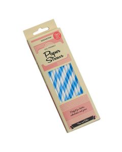 Eddingtons Paper Straws Blue Stripe 30 Pack