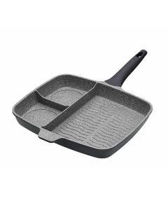 Master Class Induction Aluminium 3 Section Grill Pan Marble Coating